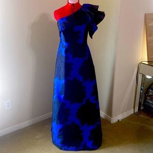 Blue Pom dress one shoulder